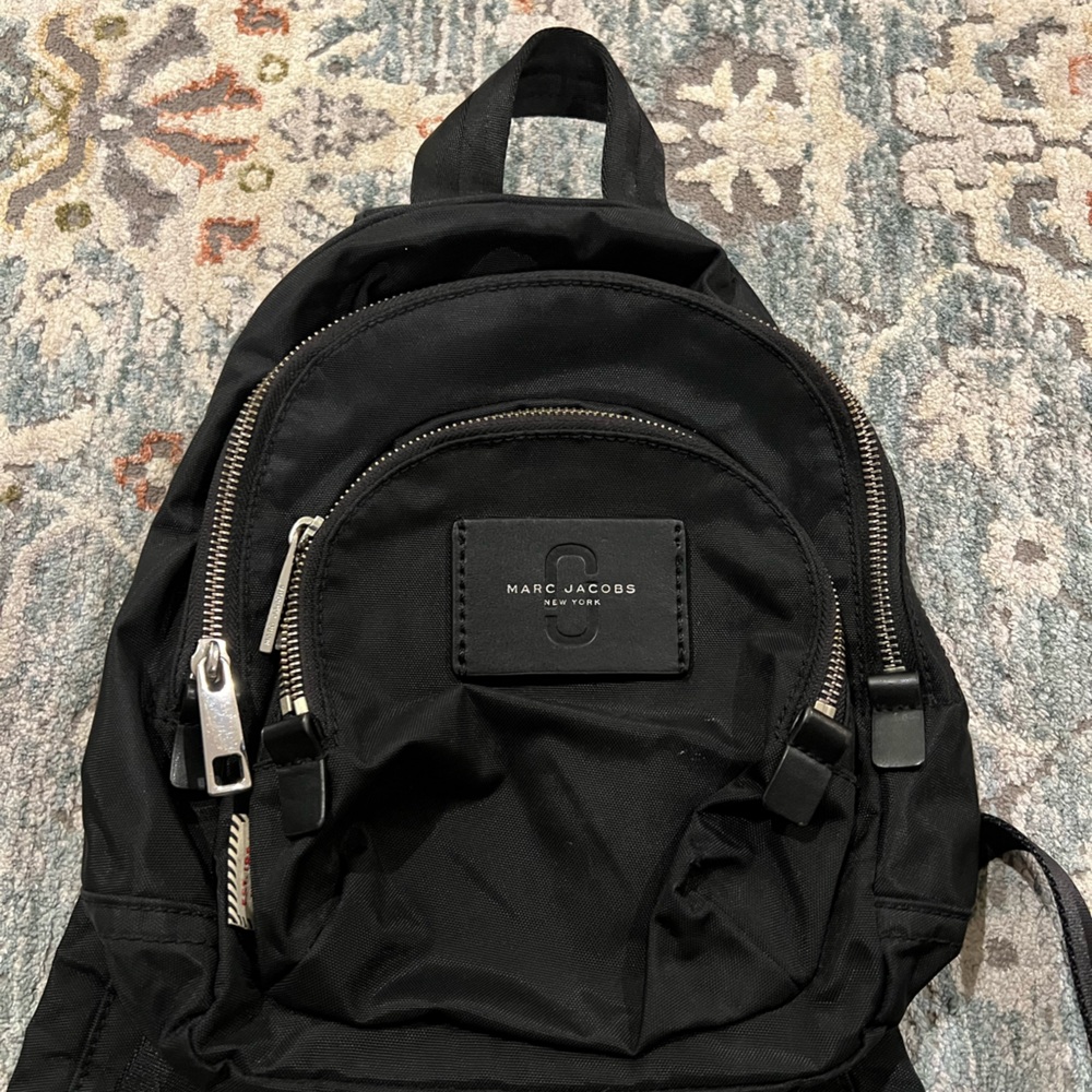 Marc Jacobs Black Nylon Backpack with Silver Hardware